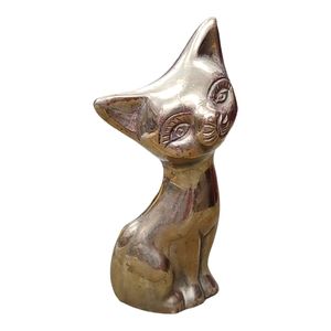 Vintage Brass Mid-century Modern Siamese Cat Statue 🐈
